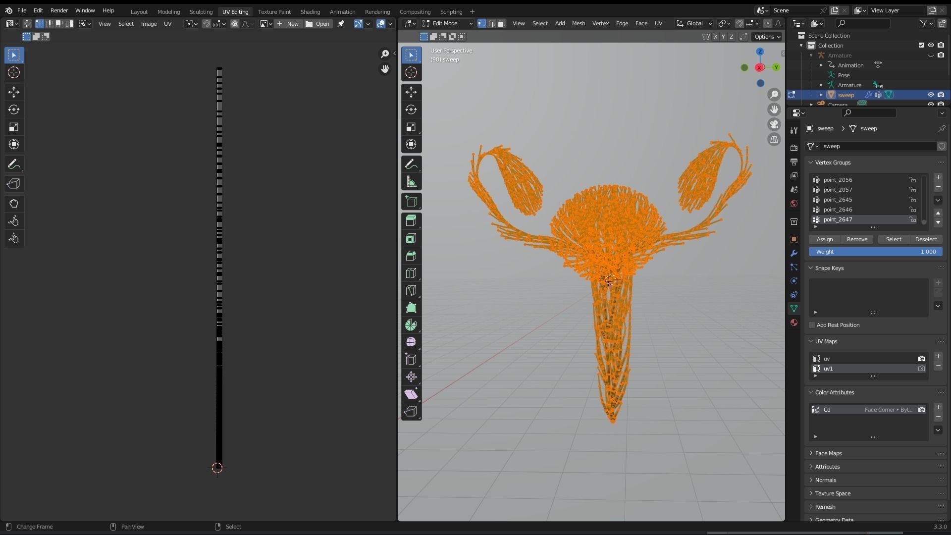 Human Uterus made out of lines Unrolling growing animation 3D model_10