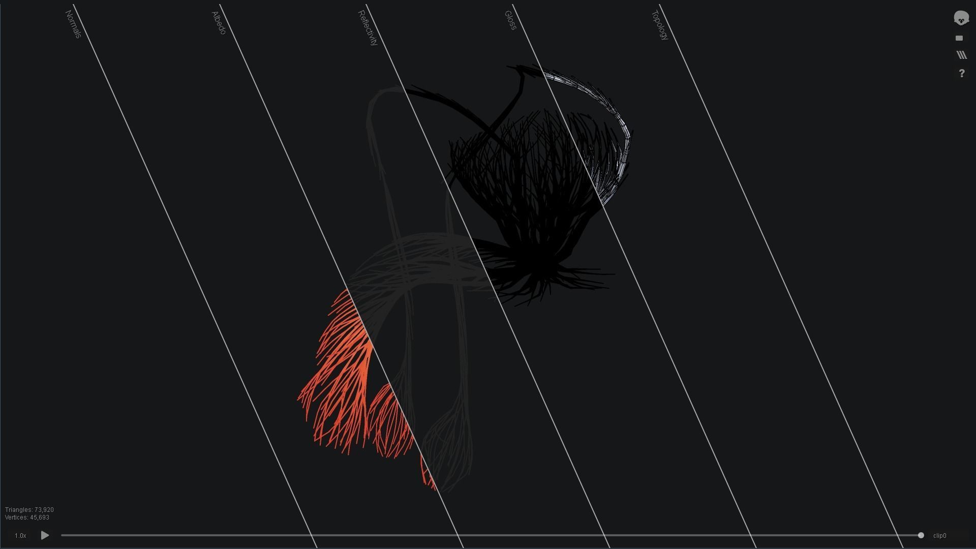 Human Tescticles made out of lines Unrolling growing animation 3D model_5