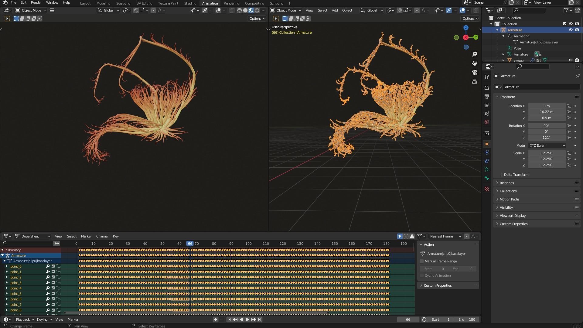 Human Tescticles made out of lines Unrolling growing animation 3D model_8