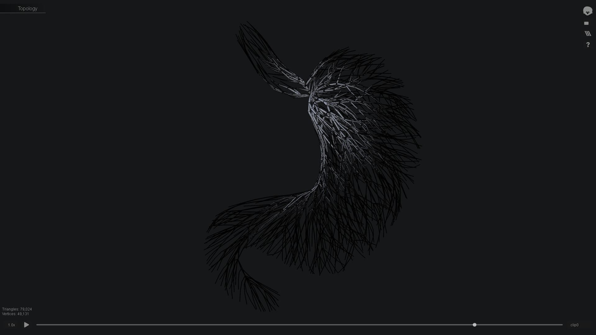 Human stomach made out of lines Unrolling growing animation 3D model_4