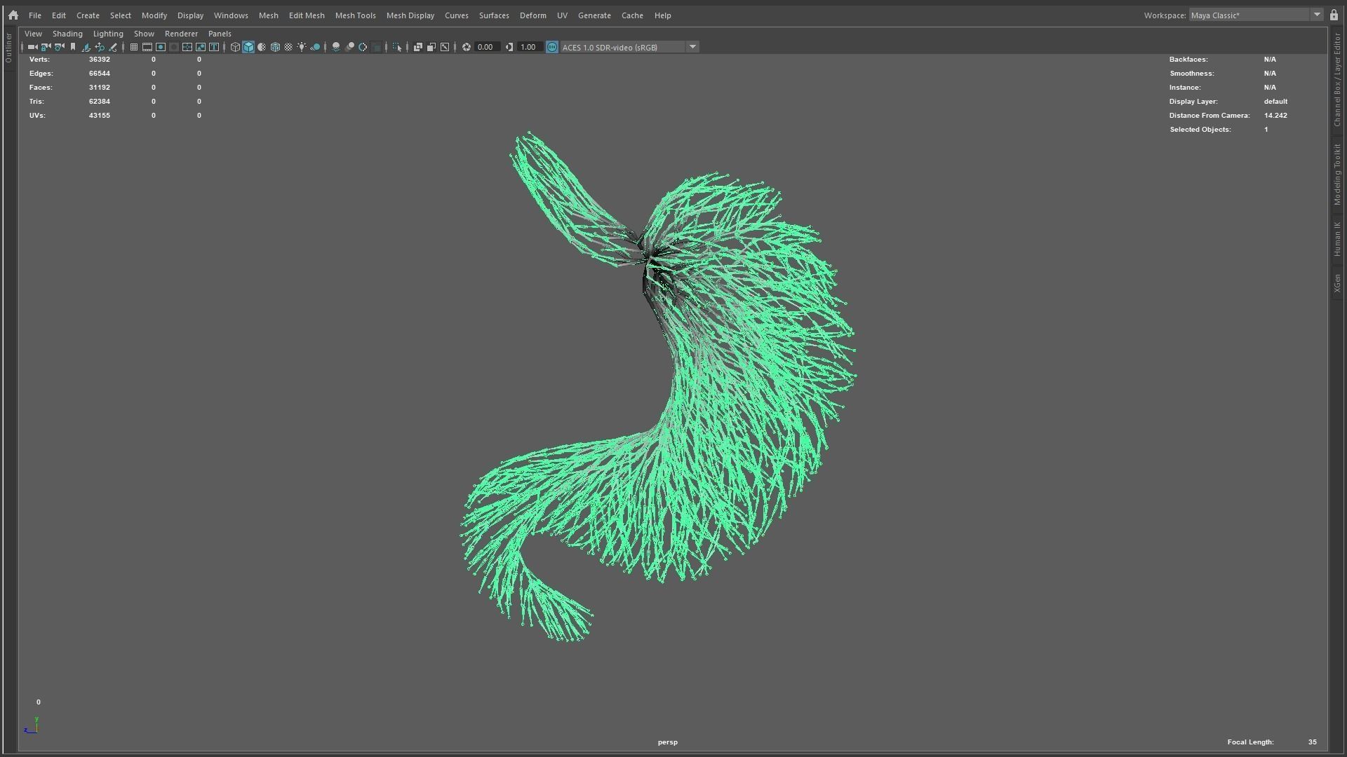Human stomach made out of lines Unrolling growing animation 3D model_11