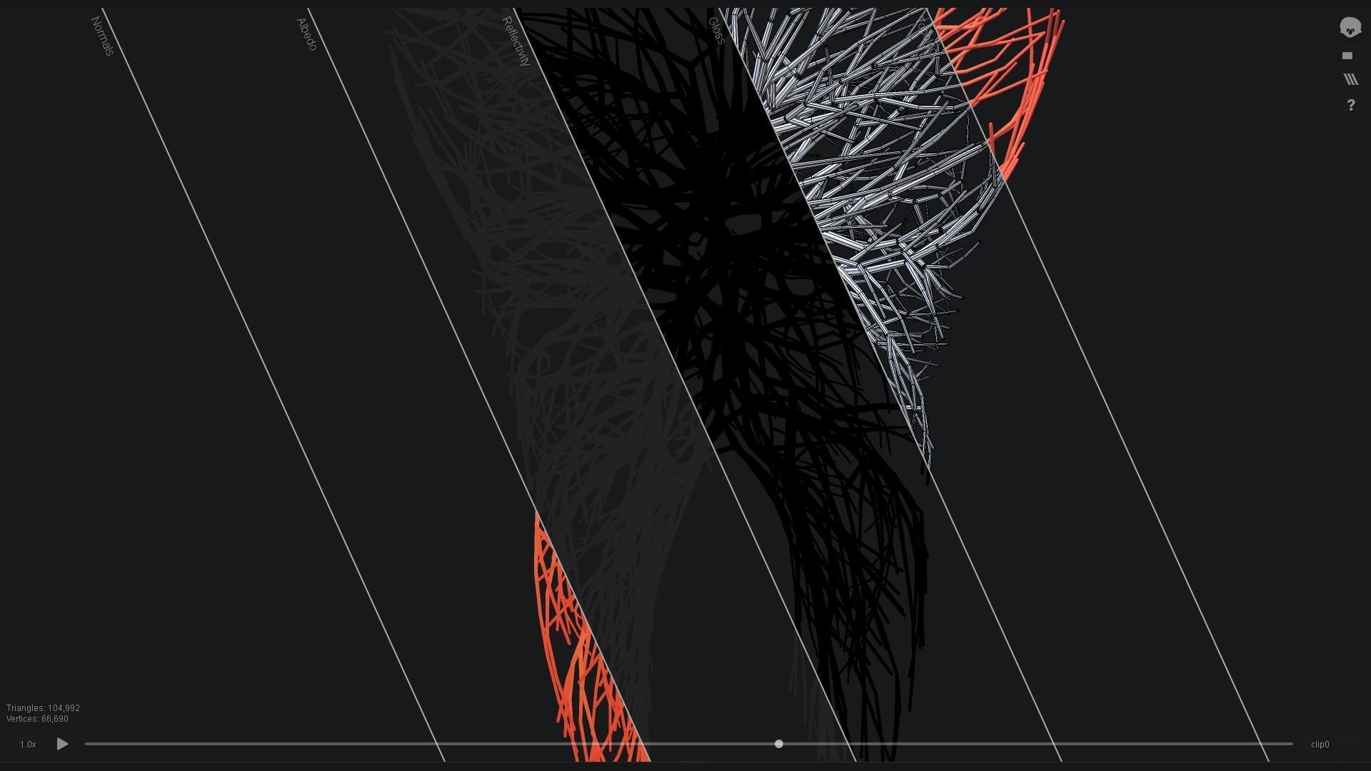 Human tooth made out of lines Unrolling growing animation 3D model_5