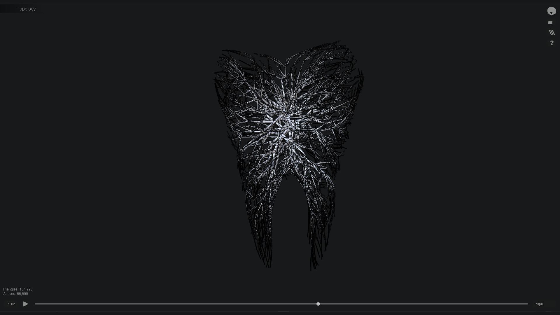 Human tooth made out of lines Unrolling growing animation 3D model_4