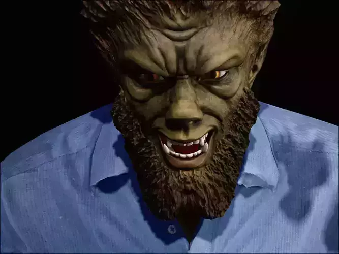 Wolfman werewolf with beard and eyes