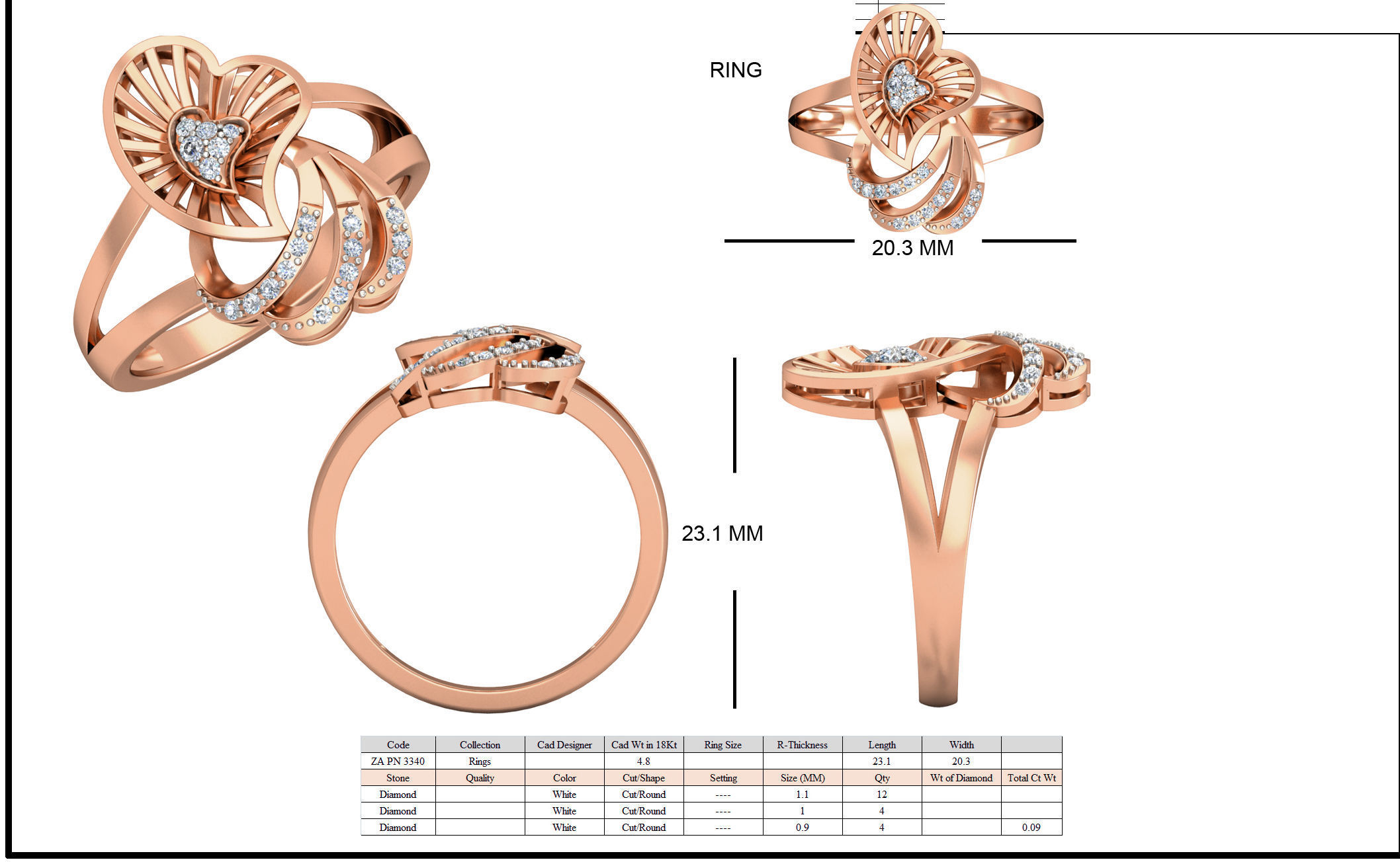 Women ring earrings pendant 3dm stl render detail 3D print model_14