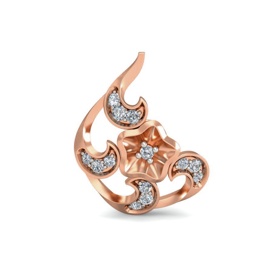 Women flower bookey ring earrings pendant 3dm stl render detail 3D print model_3