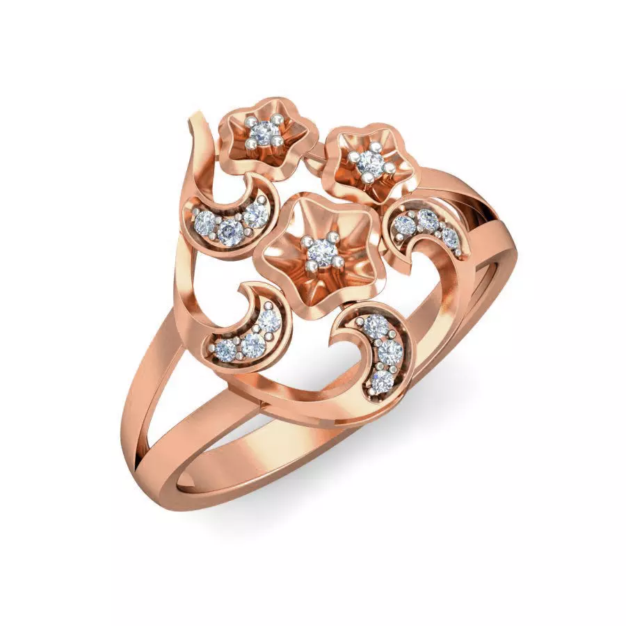 Women flower bookey ring earrings pendant 3dm stl render detail 3D print model_0