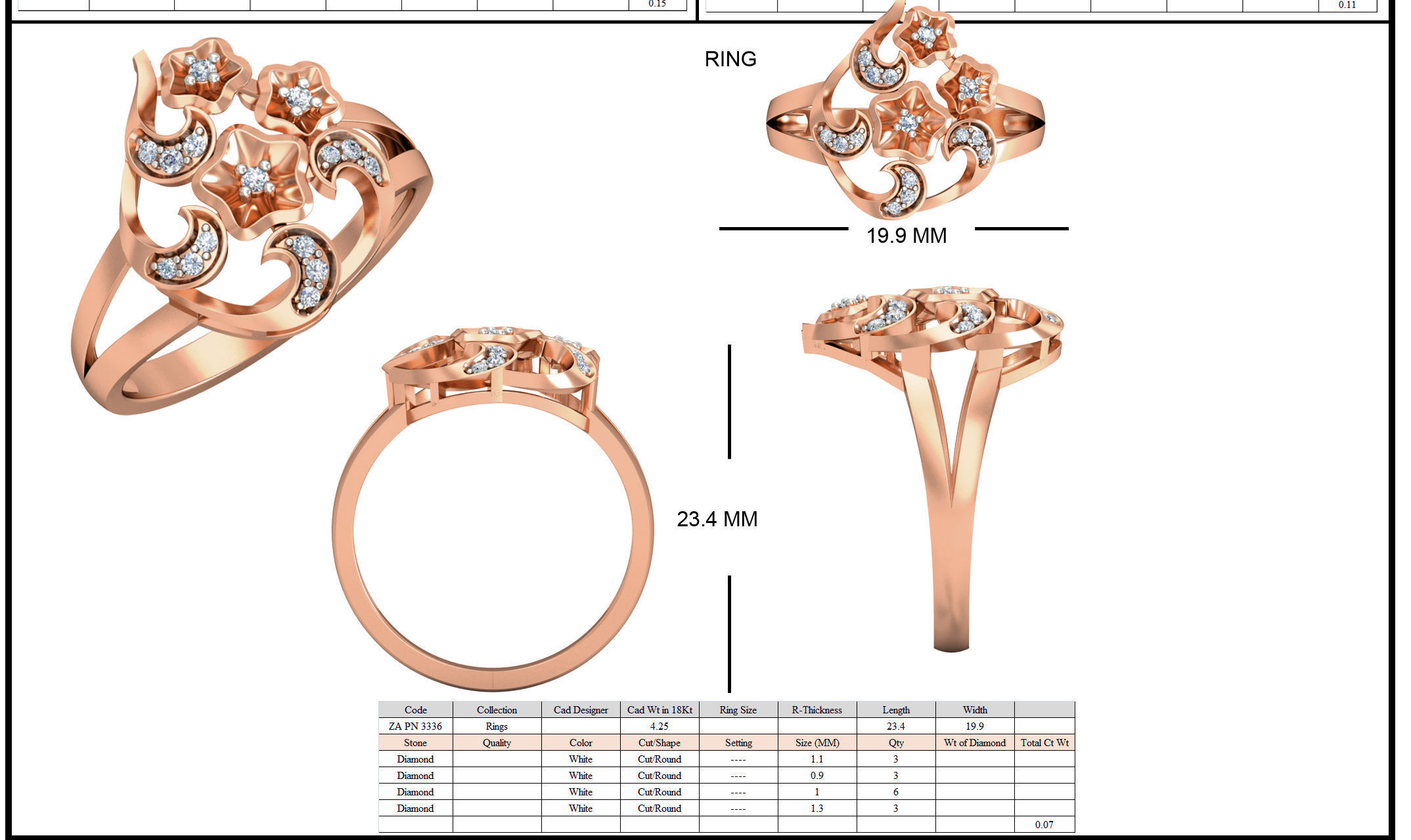 Women flower bookey ring earrings pendant 3dm stl render detail 3D print model_15