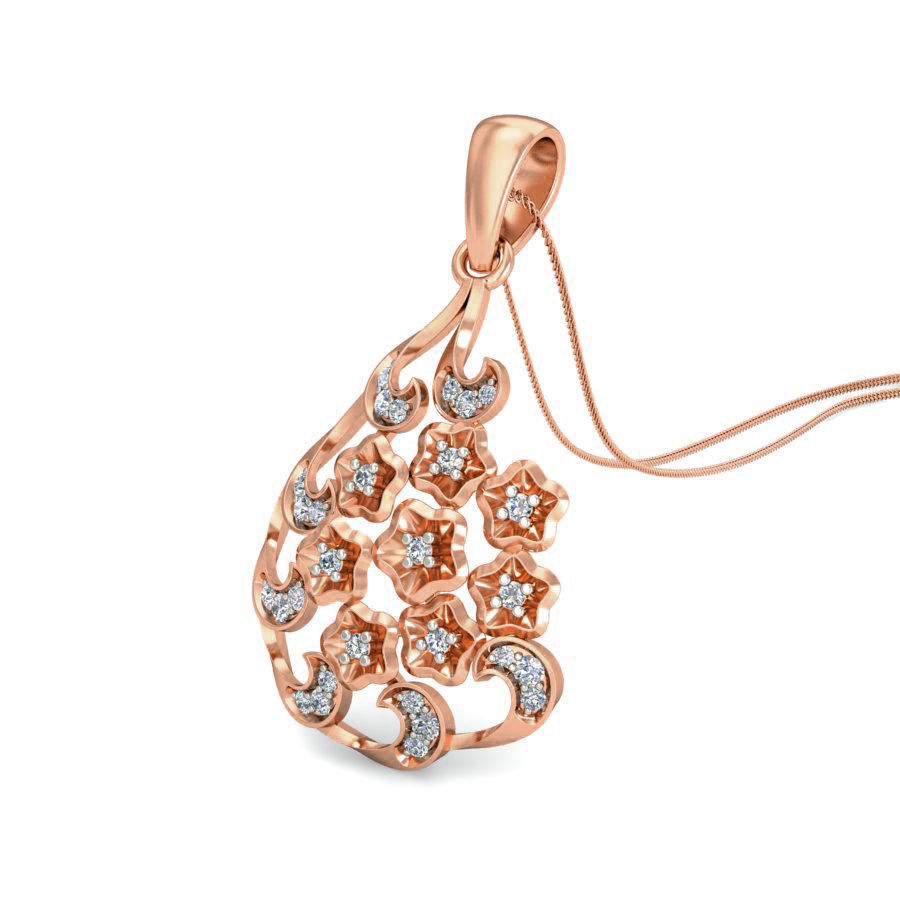 Women flower bookey ring earrings pendant 3dm stl render detail 3D print model_9