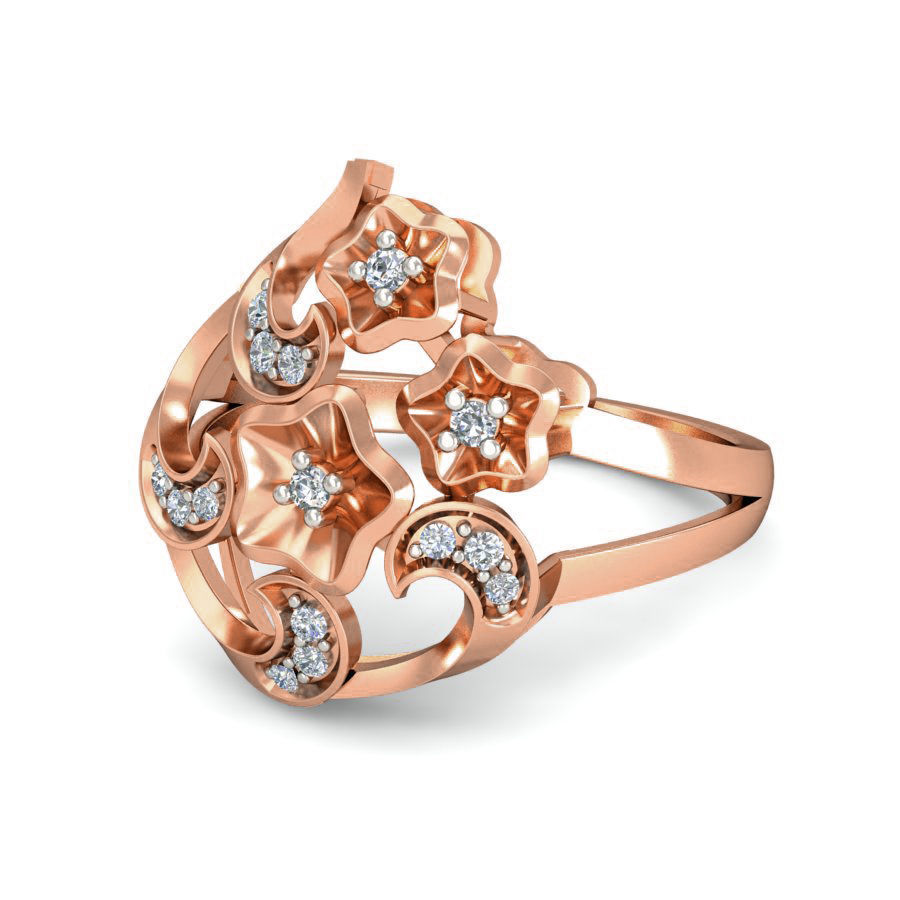 Women flower bookey ring earrings pendant 3dm stl render detail 3D print model_14