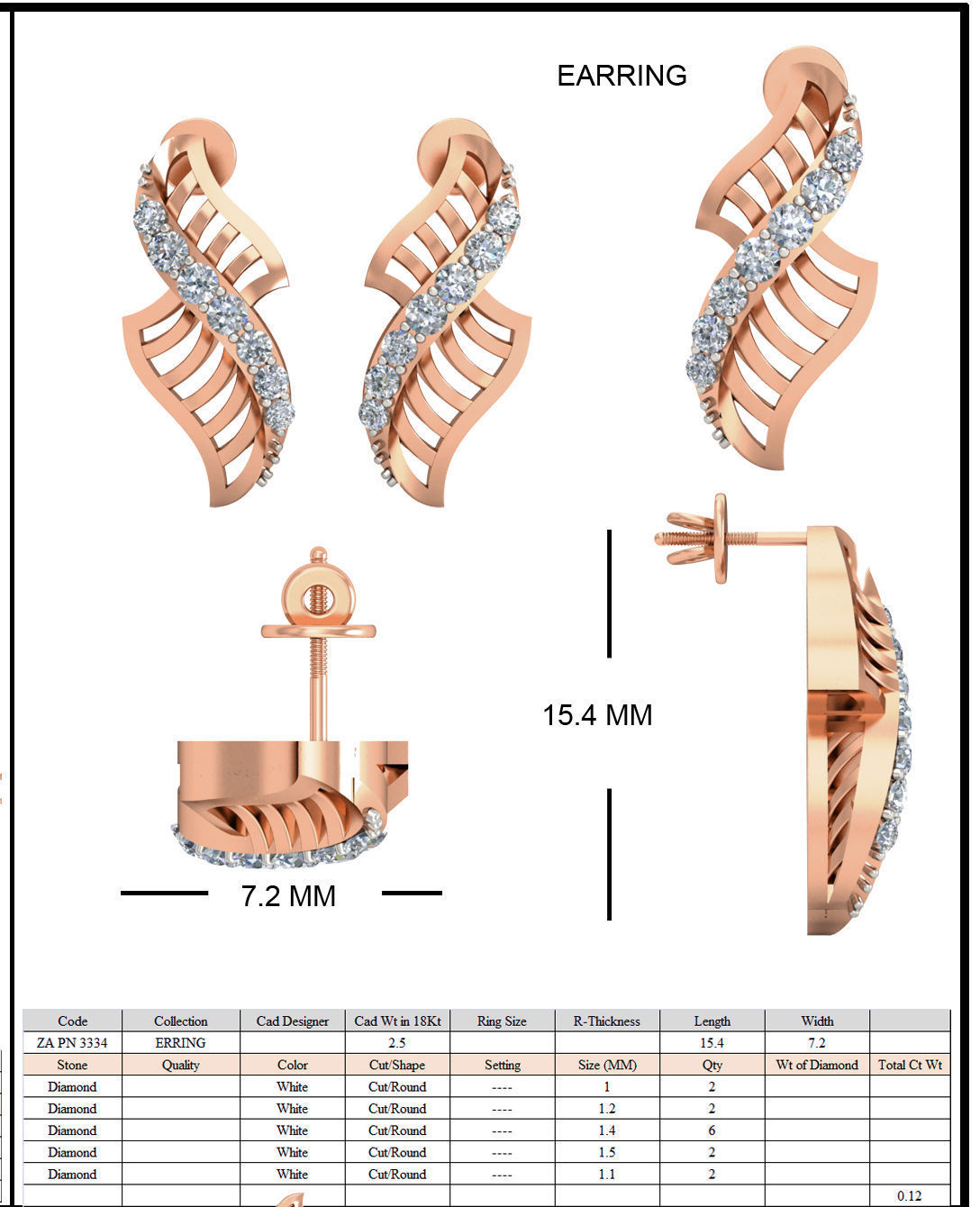 Women Mesh ring earrings pendant 3dm stl render detail 3D print model_6