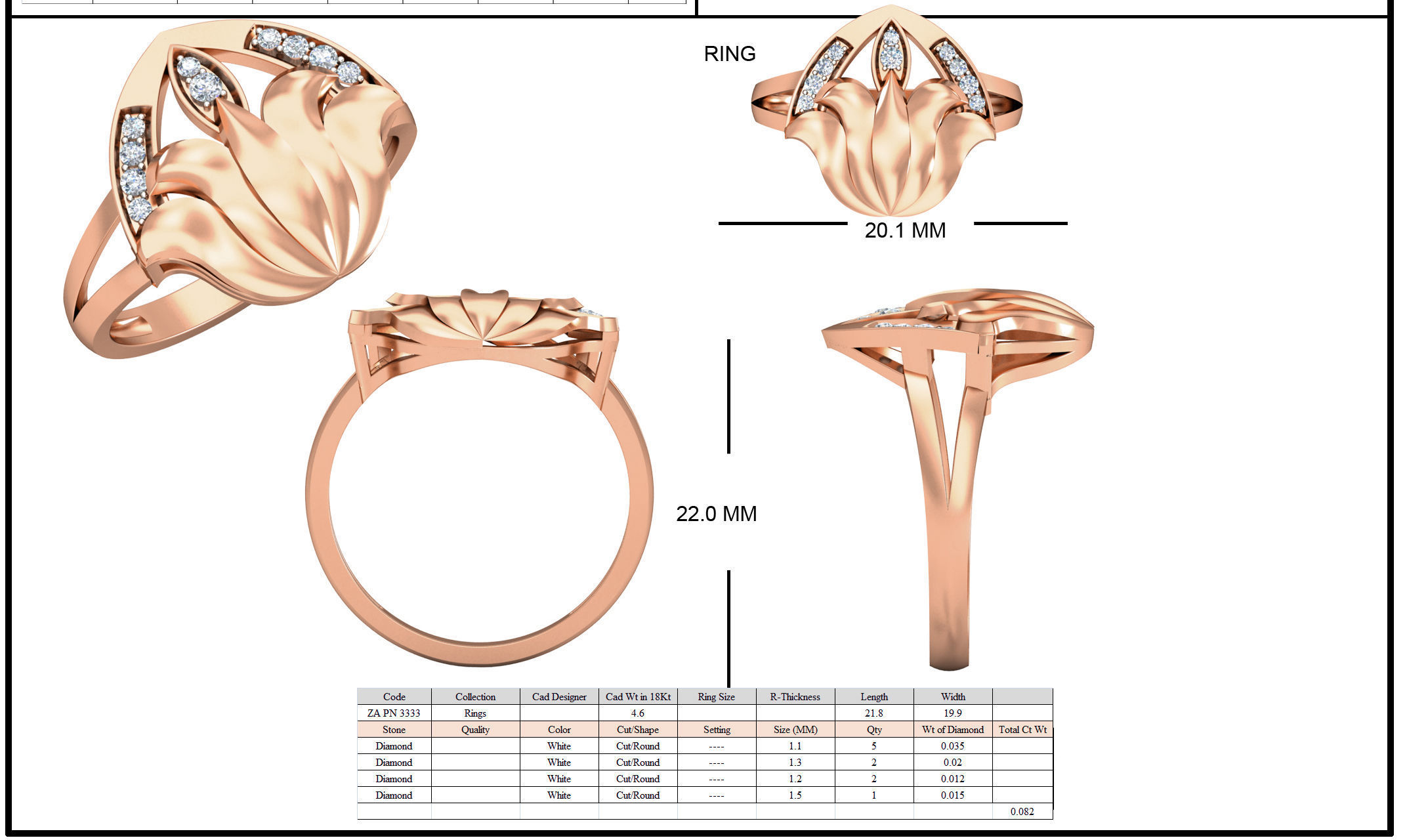 Women flower ring earrings pendant 3dm stl render detail 3D print model_15