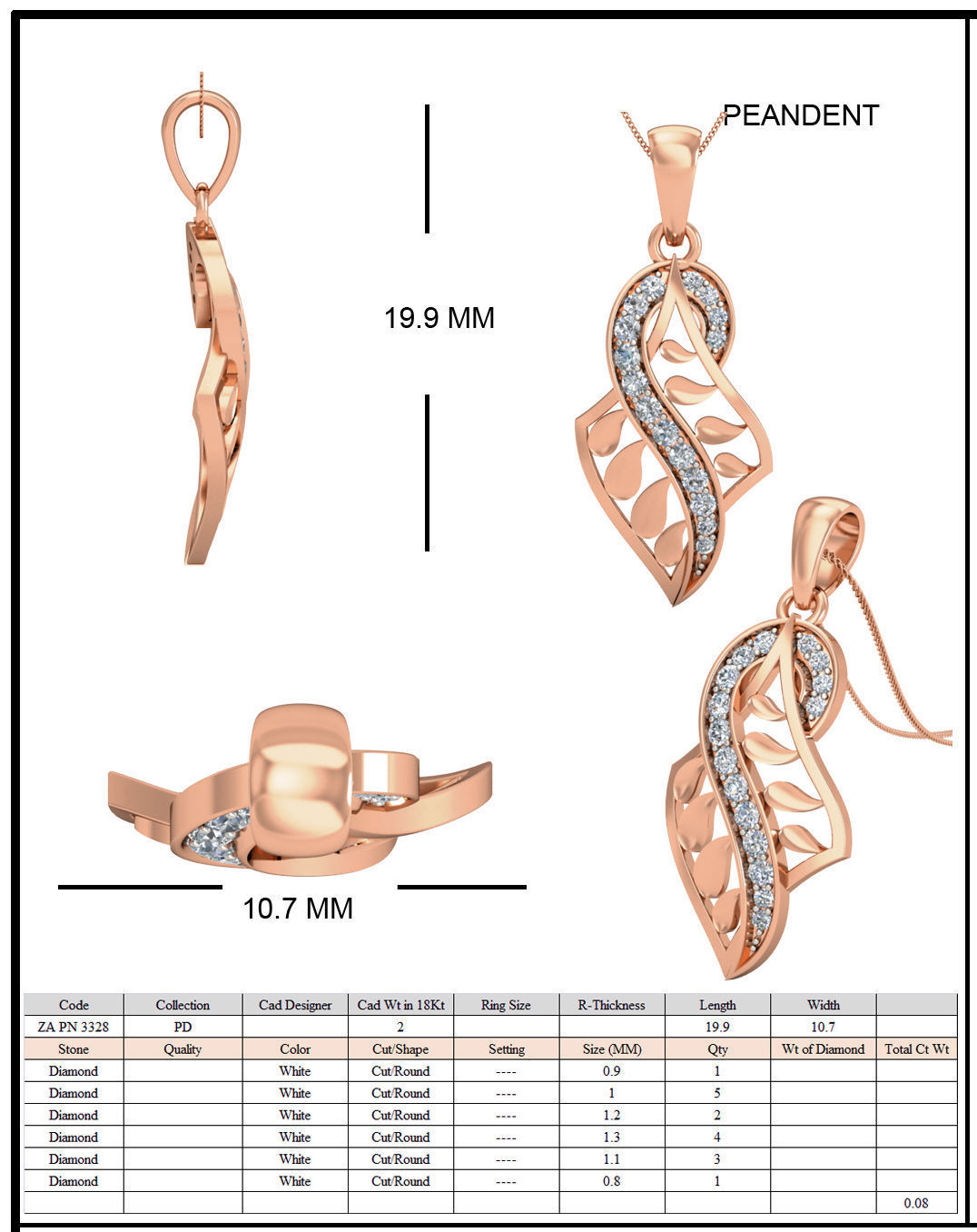 Women ring earrings pendant 3dm stl render detail 3D print model_10