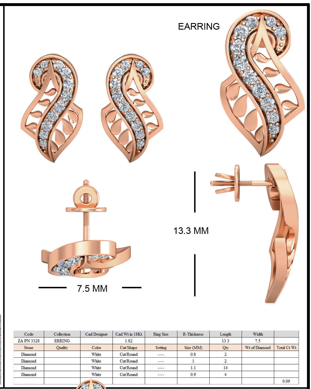 Women ring earrings pendant 3dm stl render detail 3D print model_6