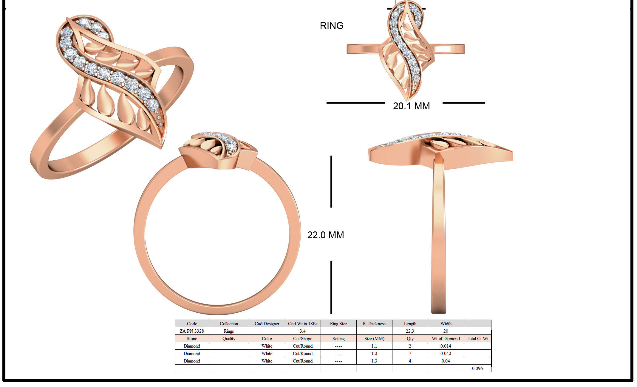 Women ring earrings pendant 3dm stl render detail 3D print model_15