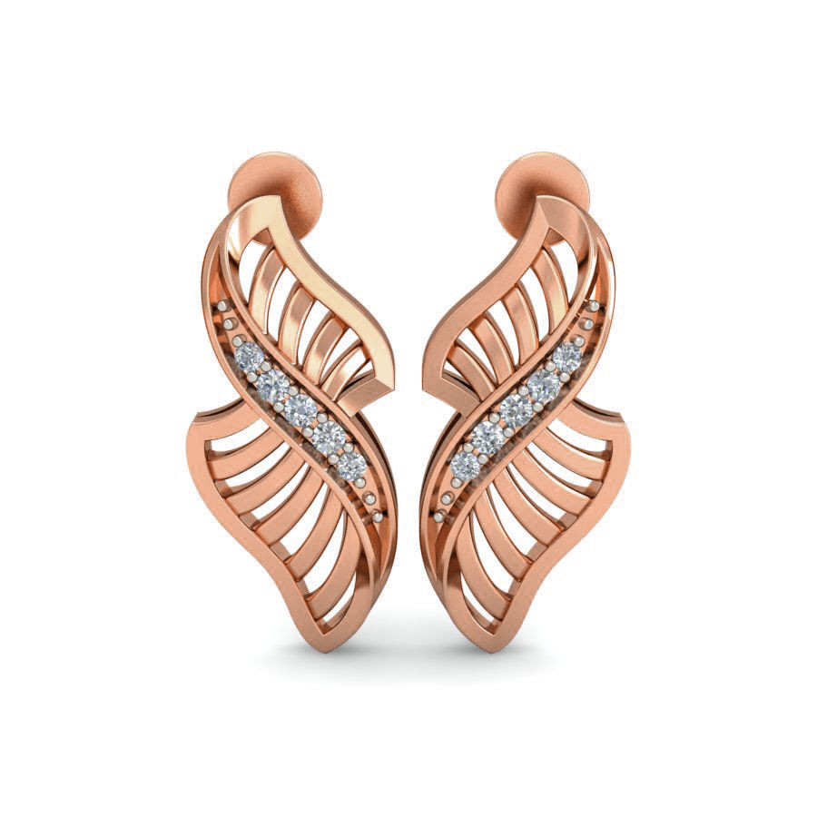 Women wave line ring earrings pendant 3dm stl render detail 3D print model_1