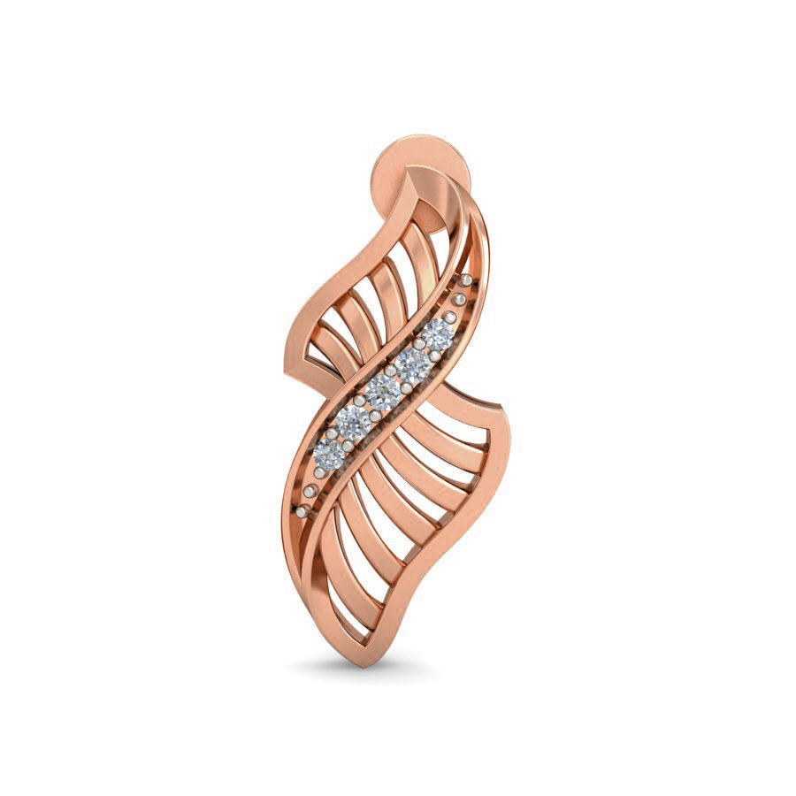 Women wave line ring earrings pendant 3dm stl render detail 3D print model_3