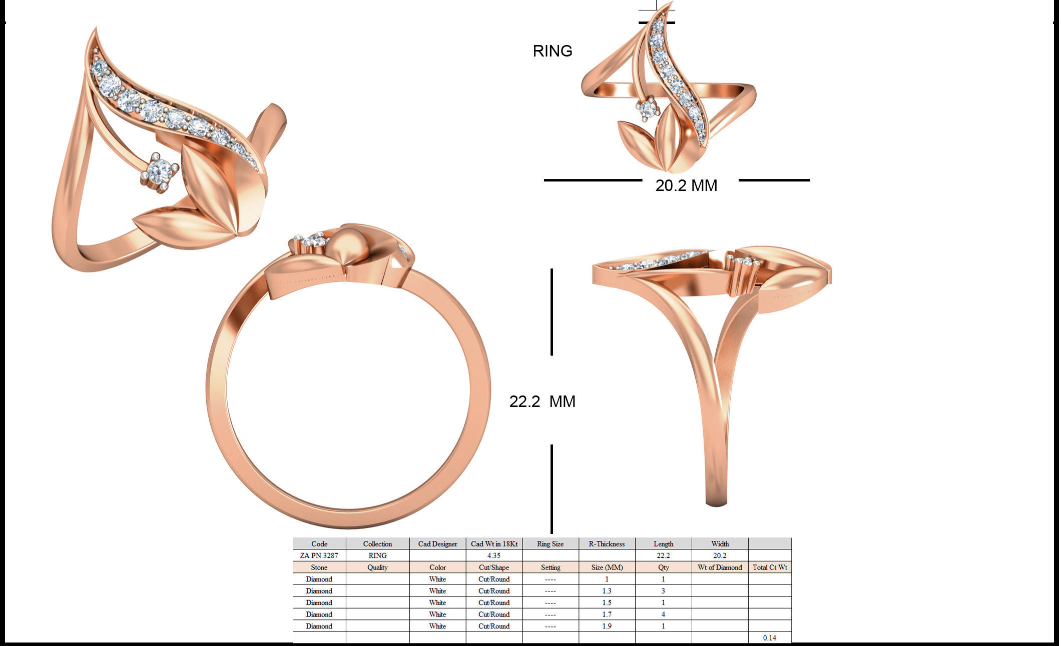 Women flower ring earrings pendant 3dm stl render detail 3D print model_11