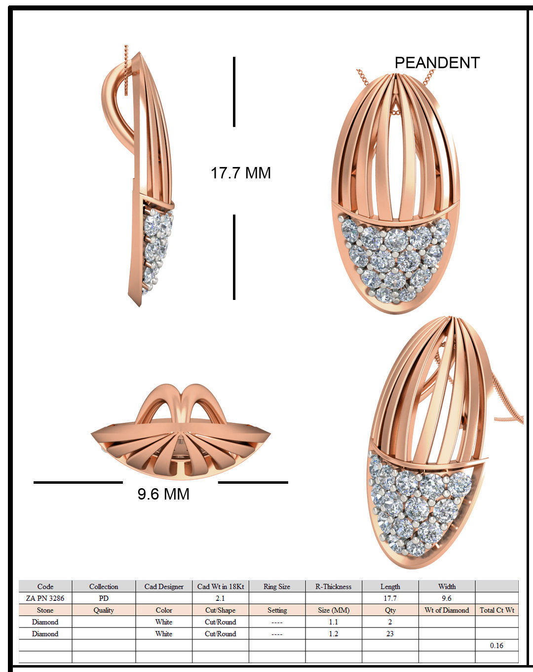Women ring earrings pendant 3dm stl render detail 3D print model_10