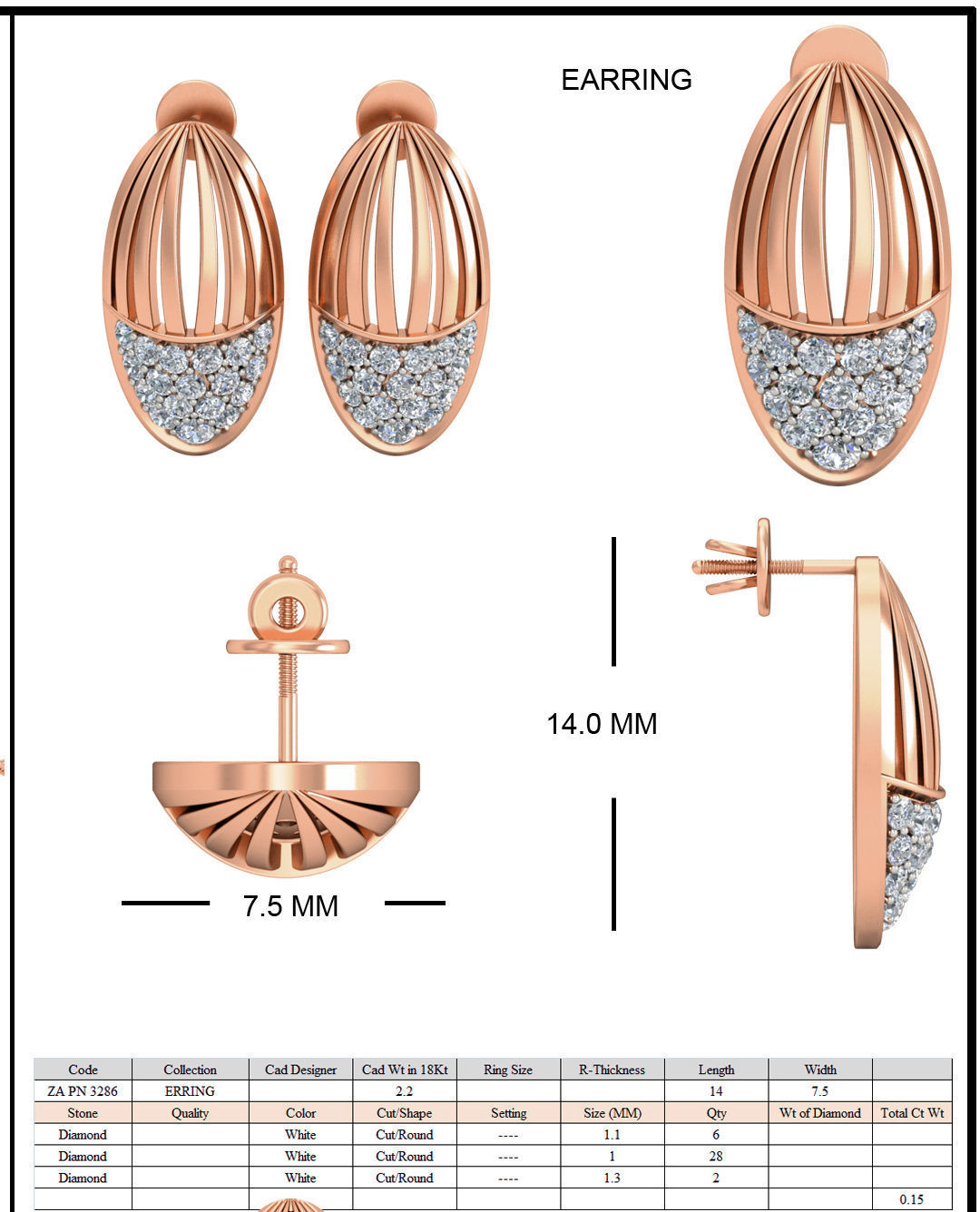 Women ring earrings pendant 3dm stl render detail 3D print model_6