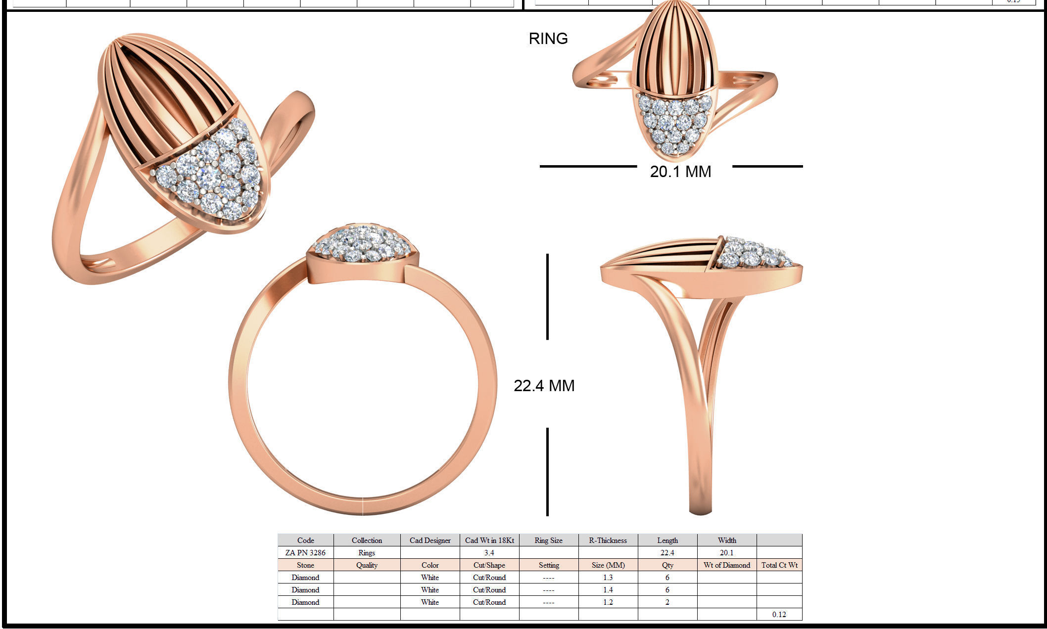 Women ring earrings pendant 3dm stl render detail 3D print model_15