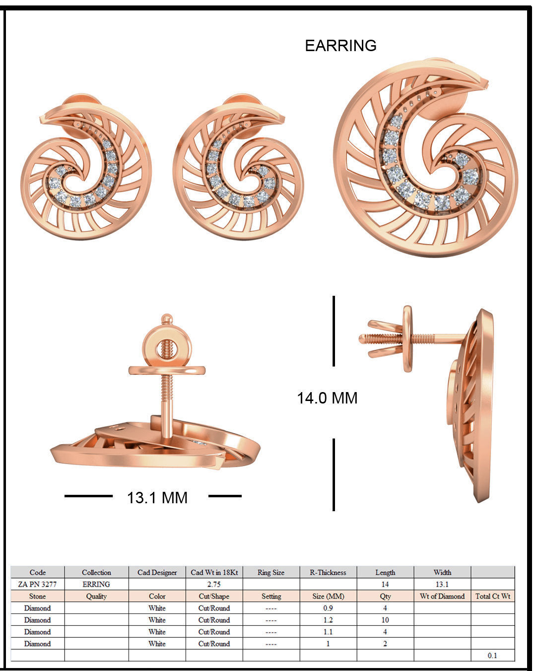 Women galaxy ring earrings pendant 3dm stl render detail 3D print model_6