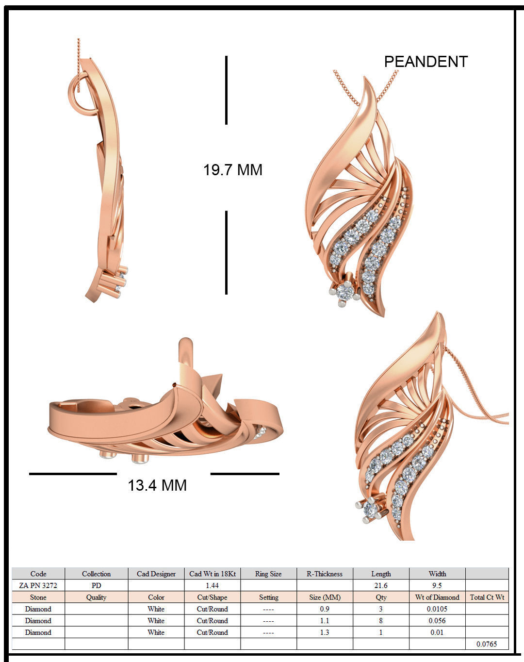 Women ring earrings pendant 3dm stl render detail 3D print model_10