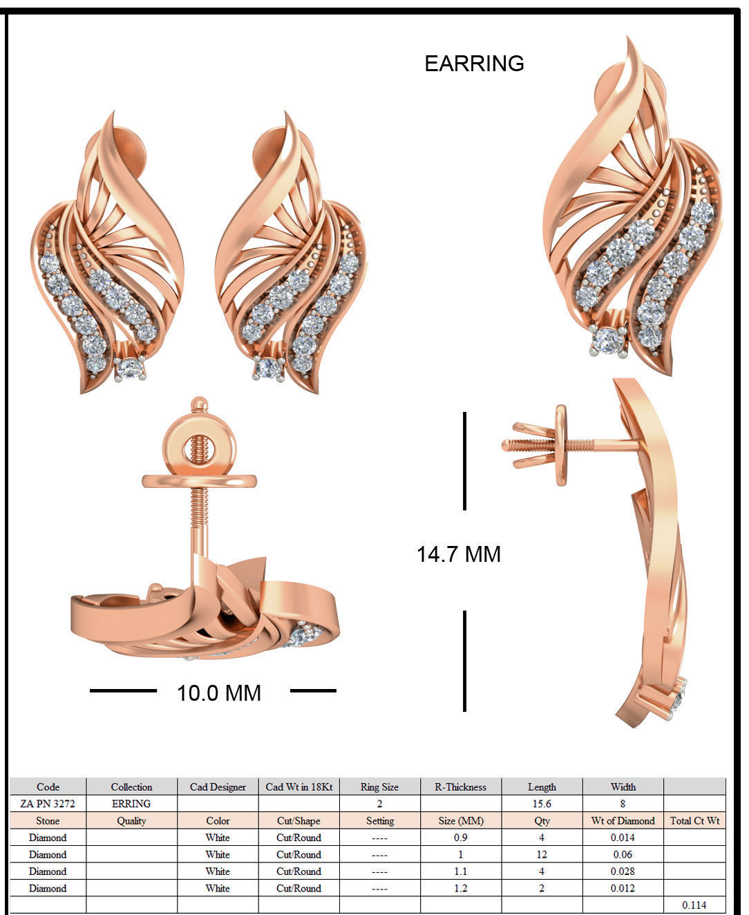 Women ring earrings pendant 3dm stl render detail 3D print model_6
