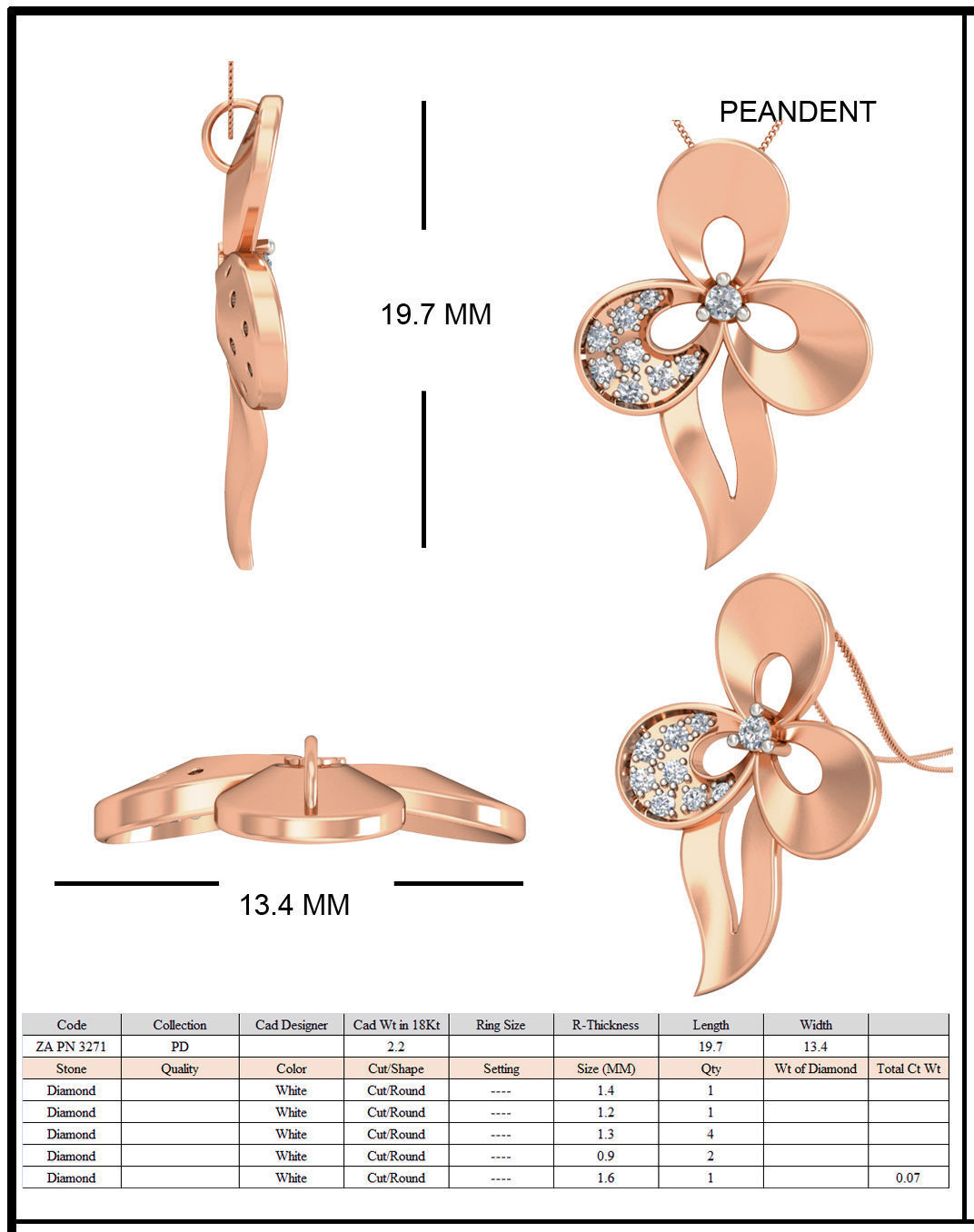 Women Flower ring earrings pendant 3dm stl render detail 3D print model_10
