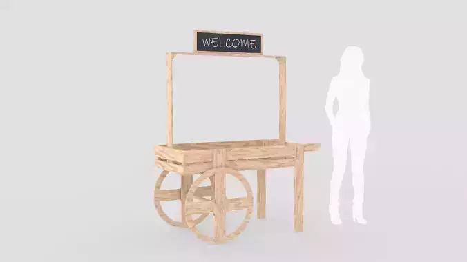 Wooden Vendor Cart 3D model