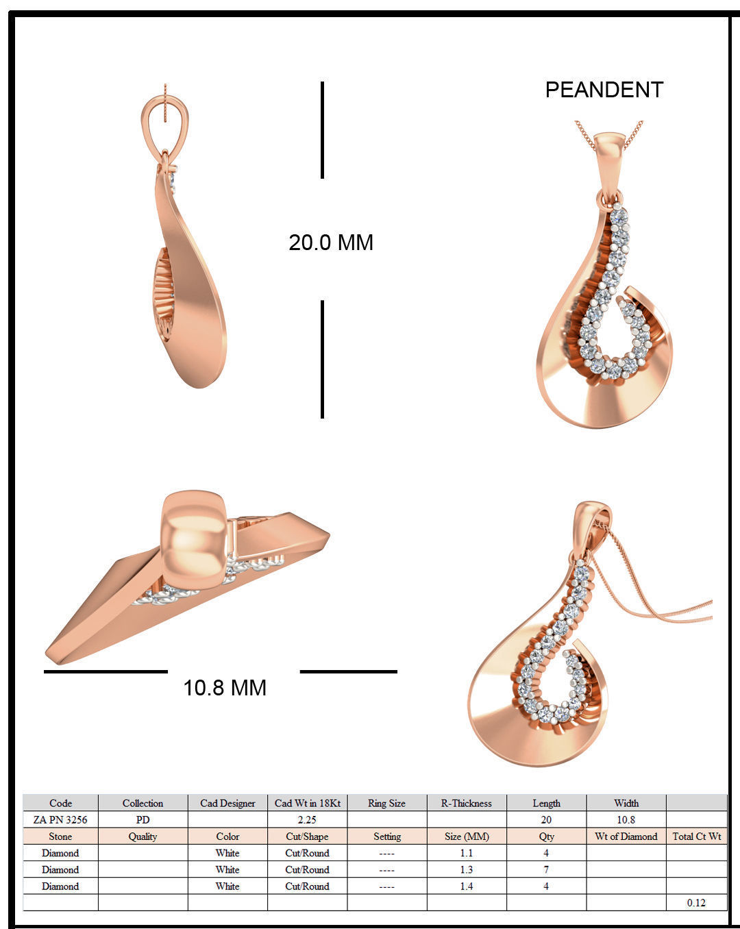 Women ring earrings pendant 3dm stl render detail 3D print model_10