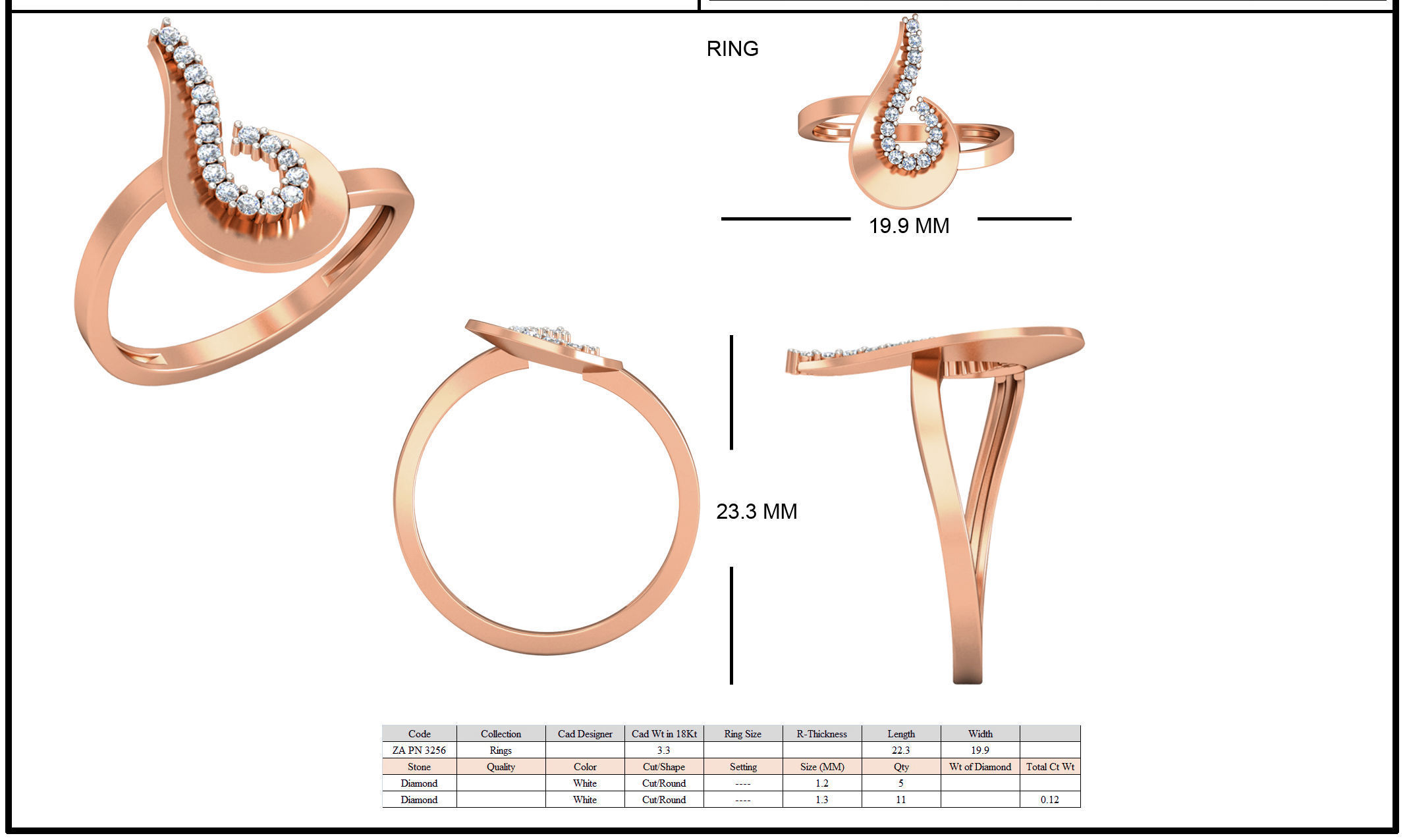 Women ring earrings pendant 3dm stl render detail 3D print model_15