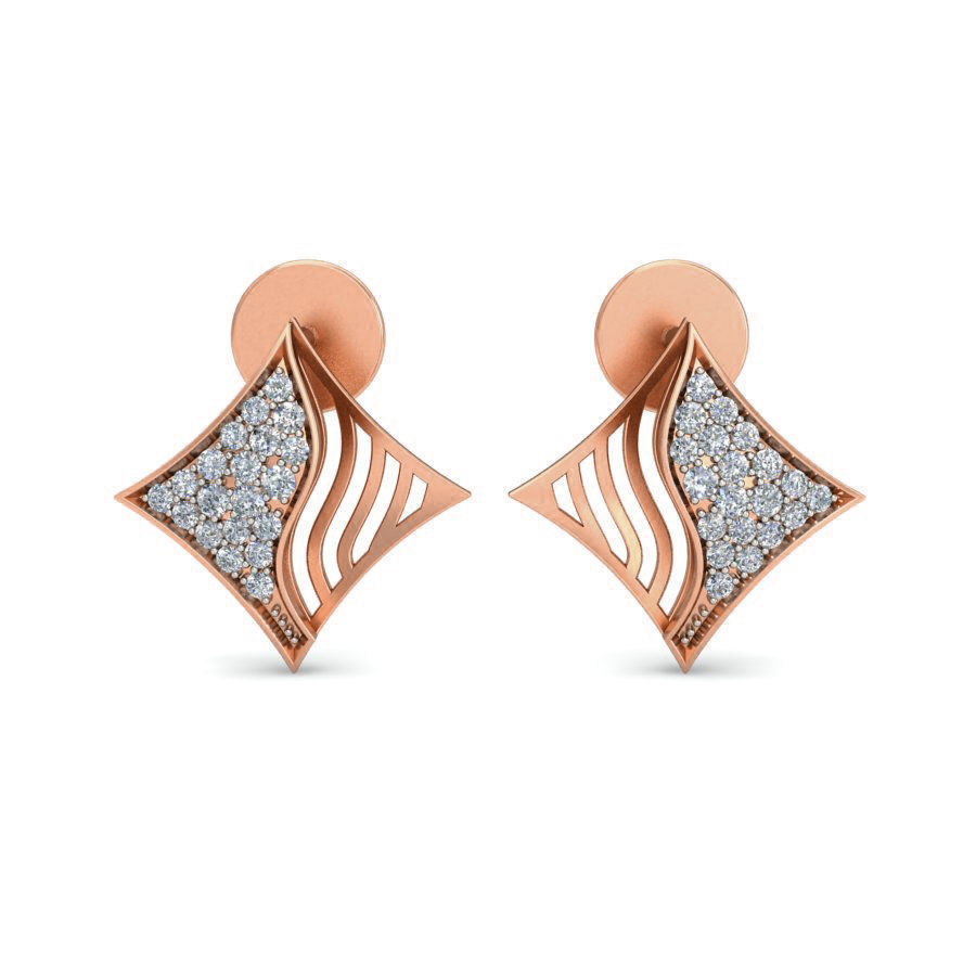 Women wave line ring earrings pendant 3dm stl render detail 3D print model_1