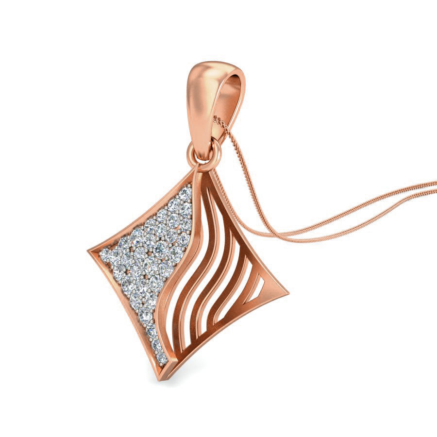 Women wave line ring earrings pendant 3dm stl render detail 3D print model_9