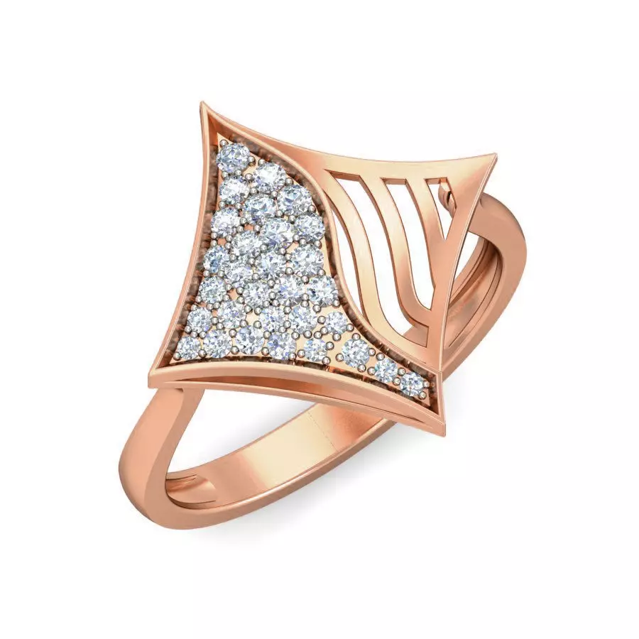 Women wave line ring earrings pendant 3dm stl render detail 3D print model_0