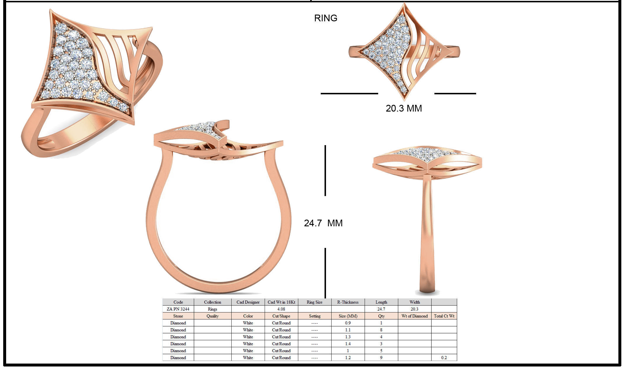 Women wave line ring earrings pendant 3dm stl render detail 3D print model_15
