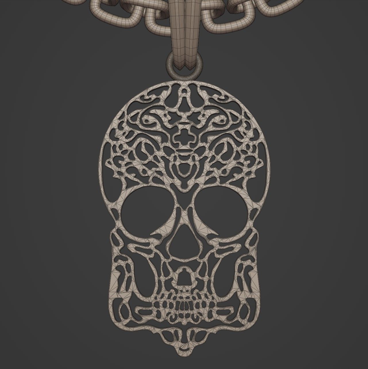 Skull Stylized Pendant Amulet Necklace Design 3D print model_13