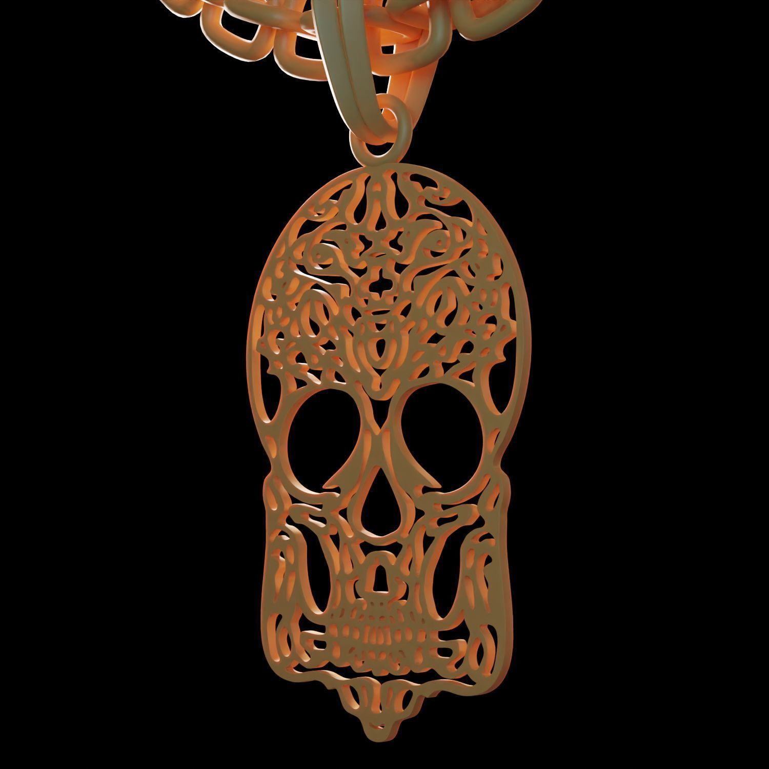 Skull Stylized Pendant Amulet Necklace Design 3D print model_11