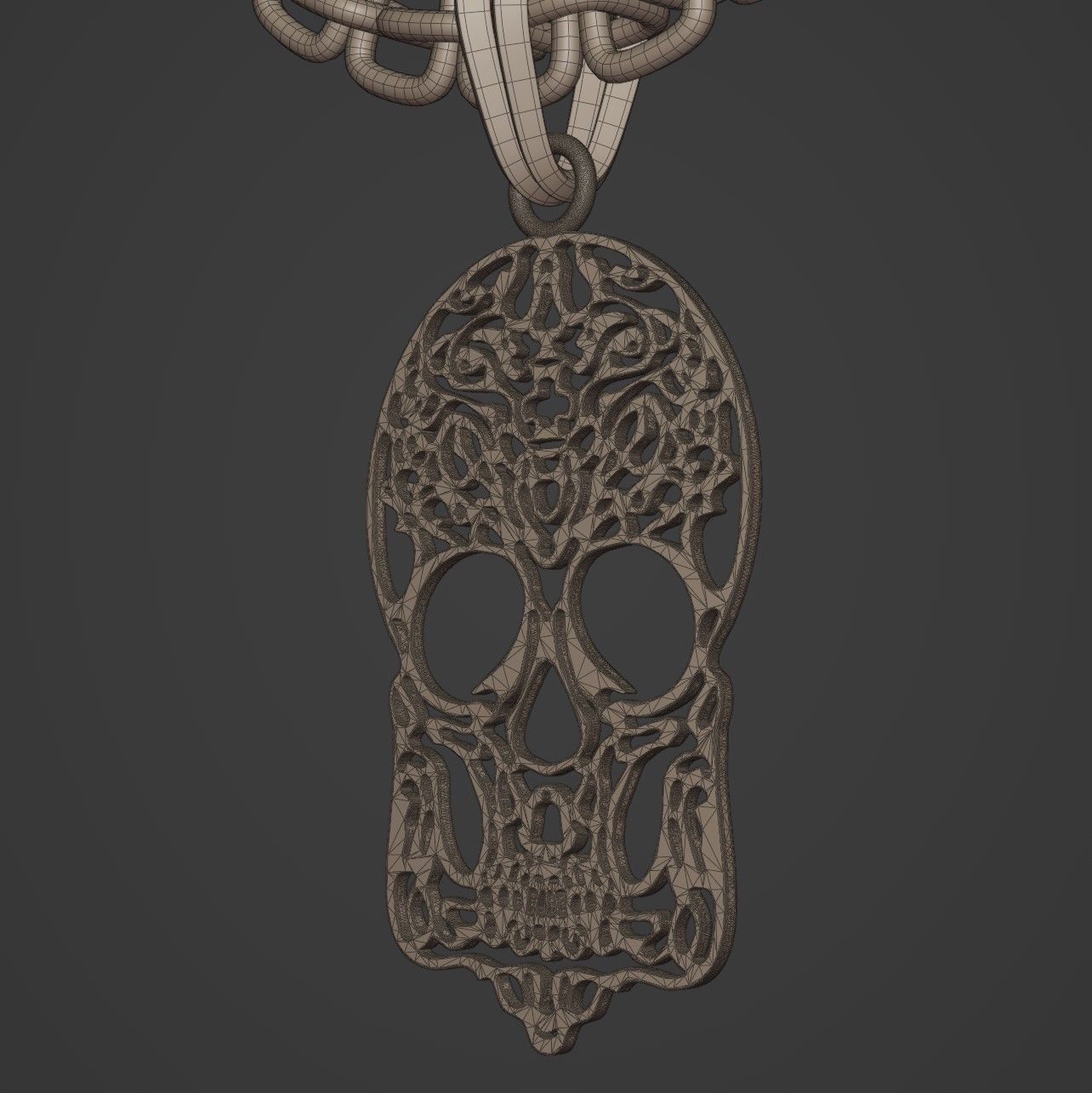 Skull Stylized Pendant Amulet Necklace Design 3D print model_14