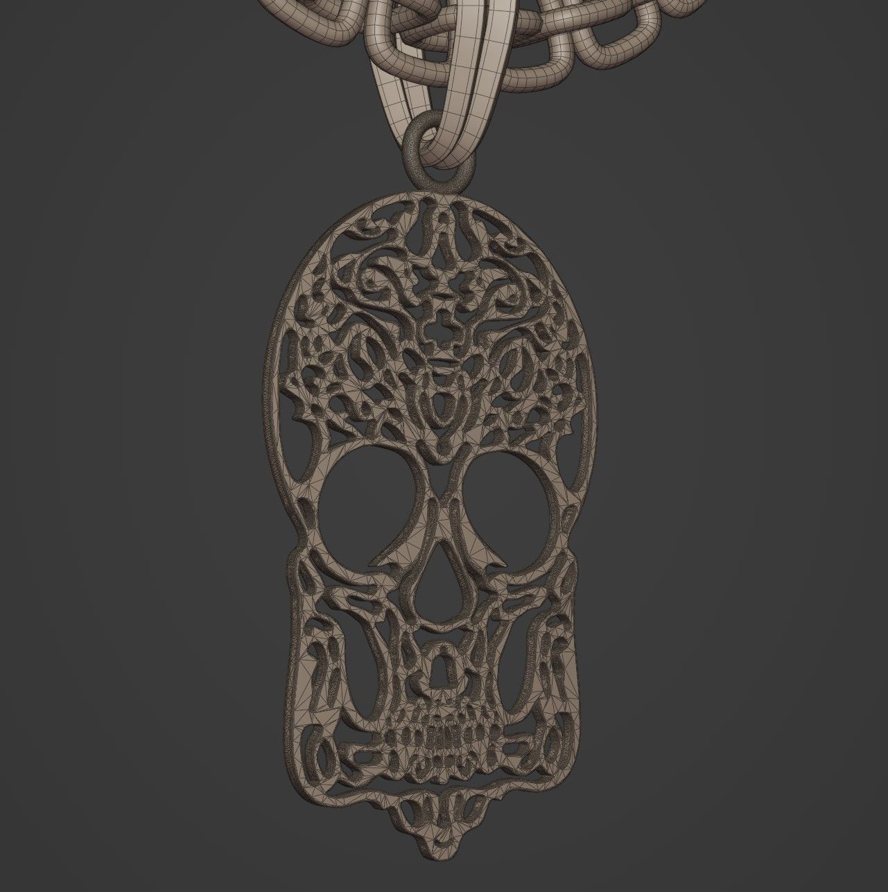 Skull Stylized Pendant Amulet Necklace Design 3D print model_15