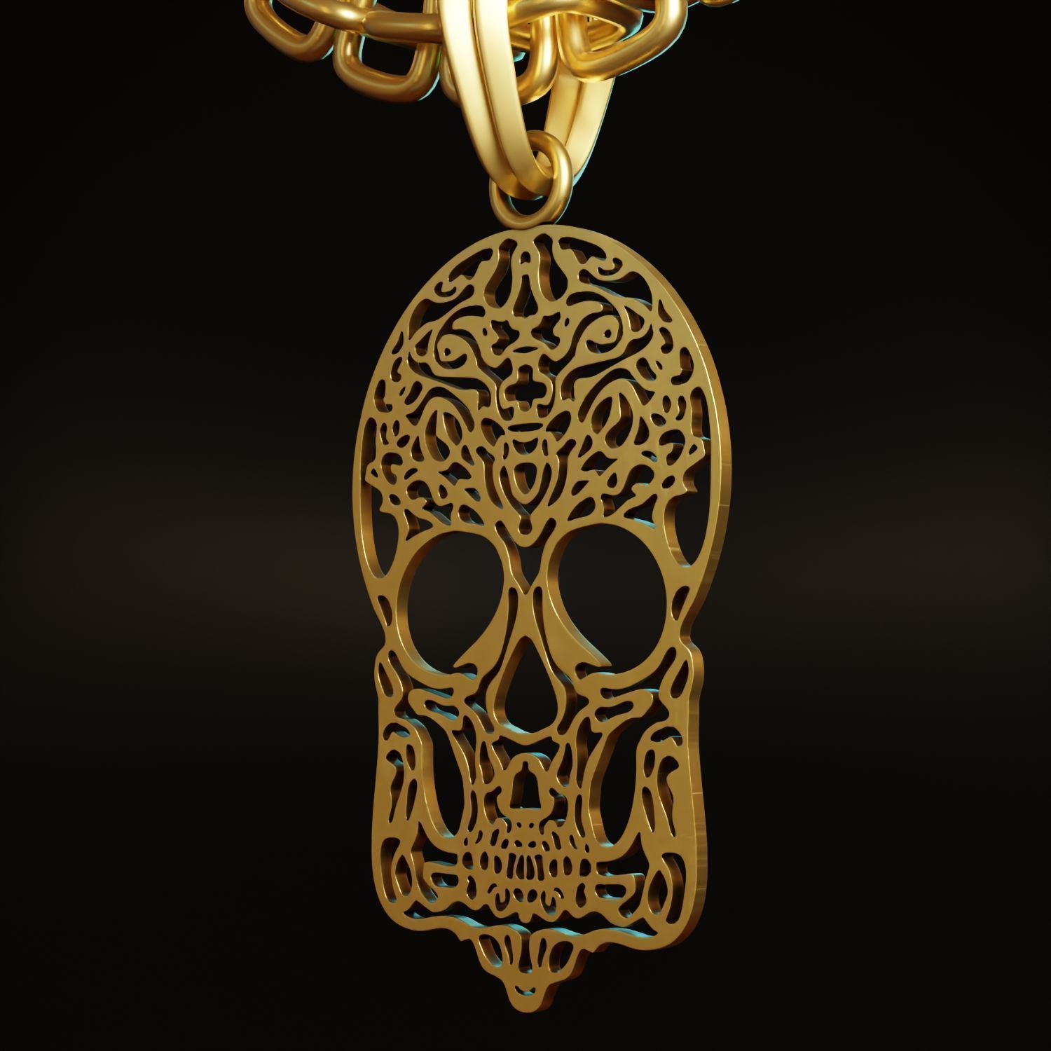 Skull Stylized Pendant Amulet Necklace Design 3D print model_3