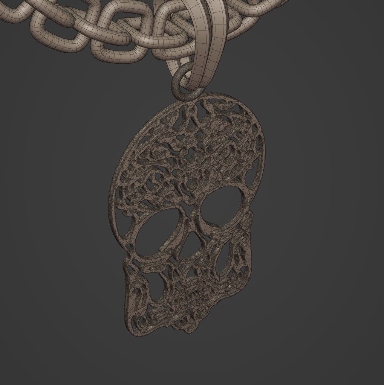 Skull Stylized Pendant Amulet Necklace Design 3D print model_18