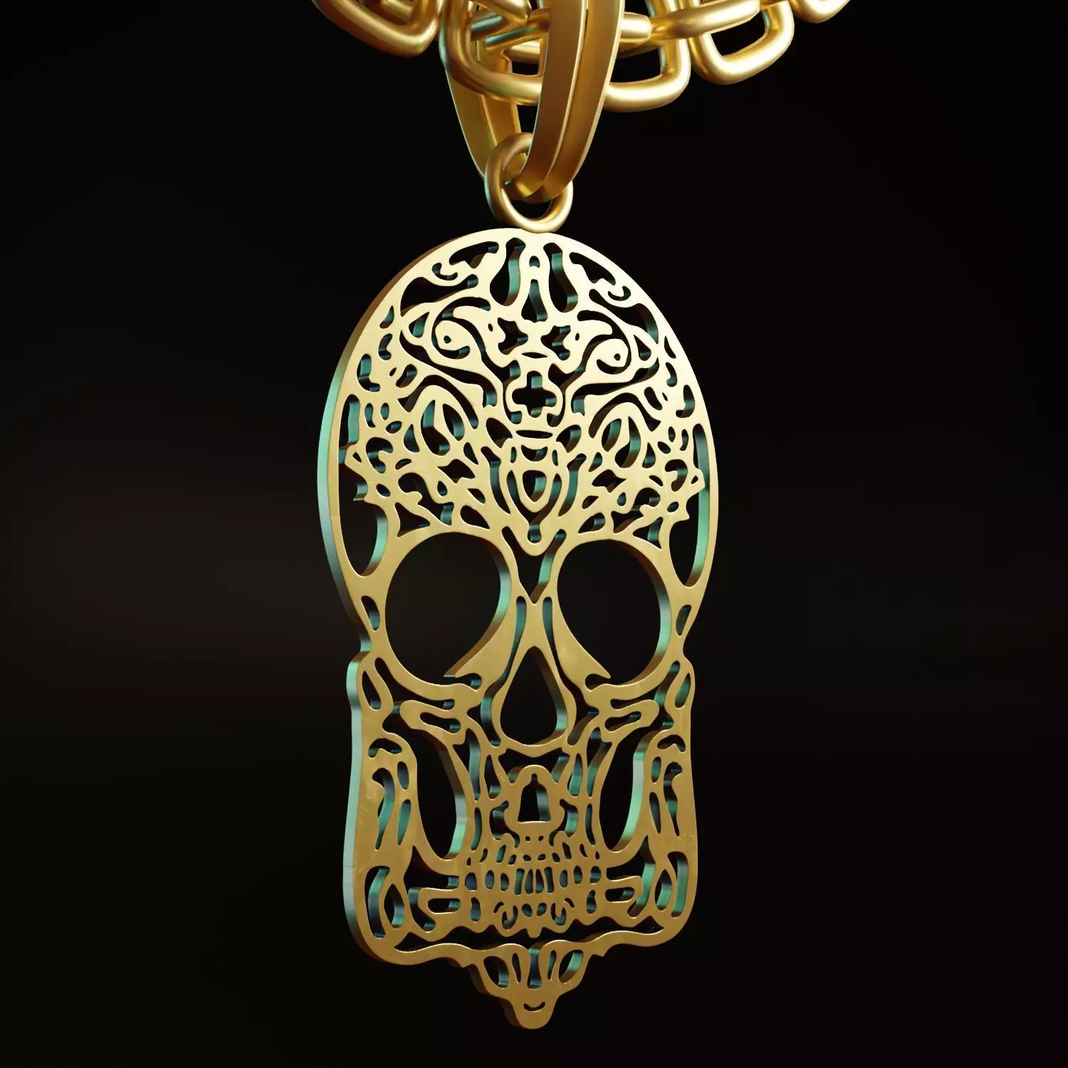 Skull Stylized Pendant Amulet Necklace Design 3D print model_0
