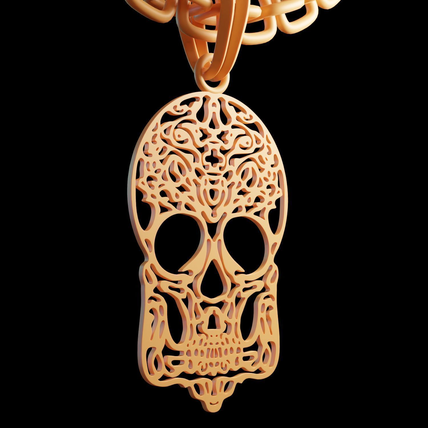 Skull Stylized Pendant Amulet Necklace Design 3D print model_9
