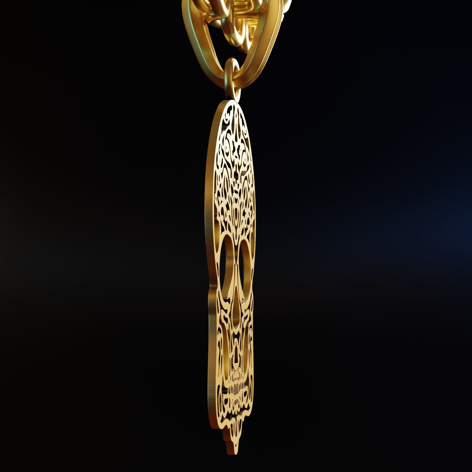 Skull Stylized Pendant Amulet Necklace Design 3D print model_4