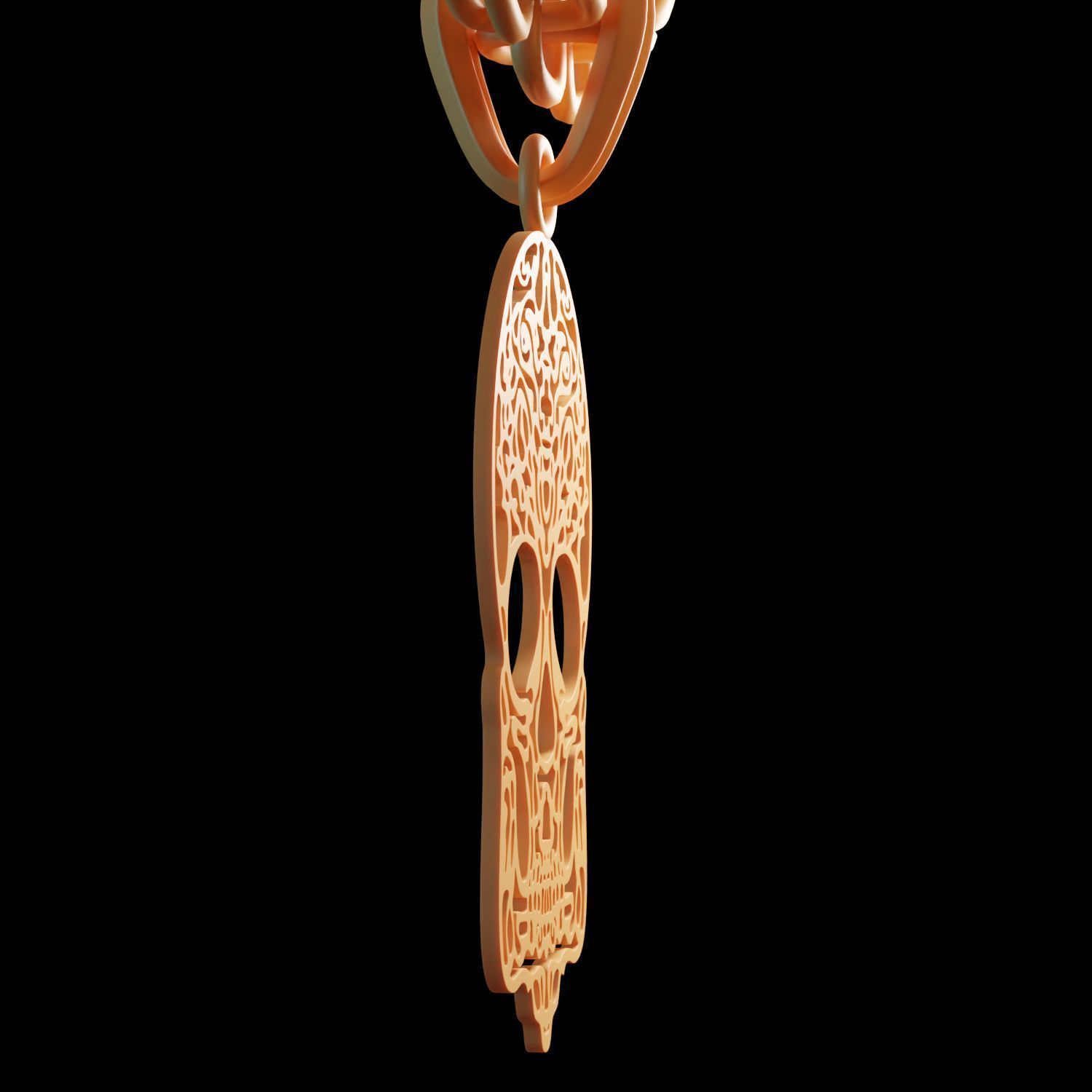 Skull Stylized Pendant Amulet Necklace Design 3D print model_10