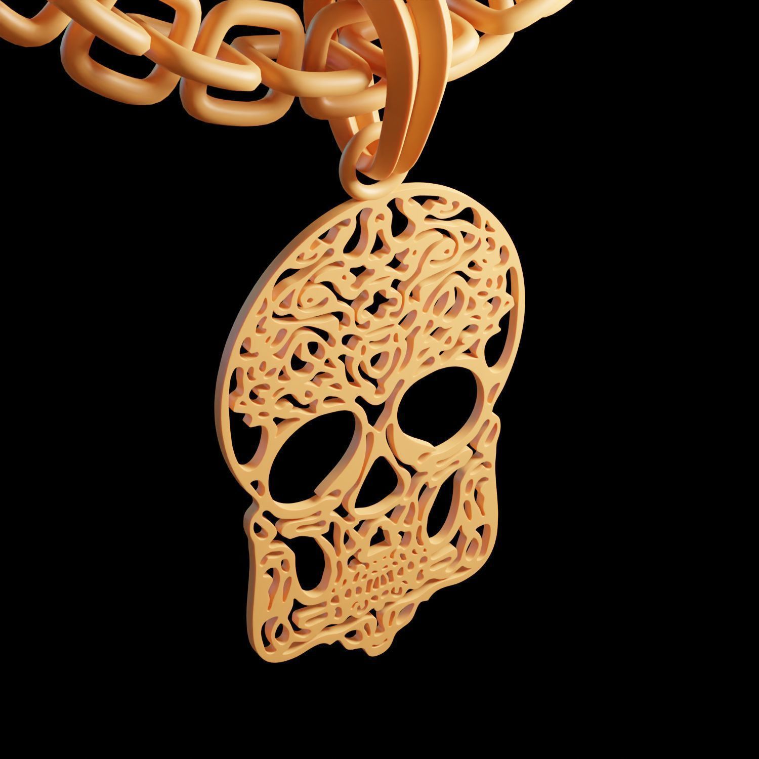 Skull Stylized Pendant Amulet Necklace Design 3D print model_12