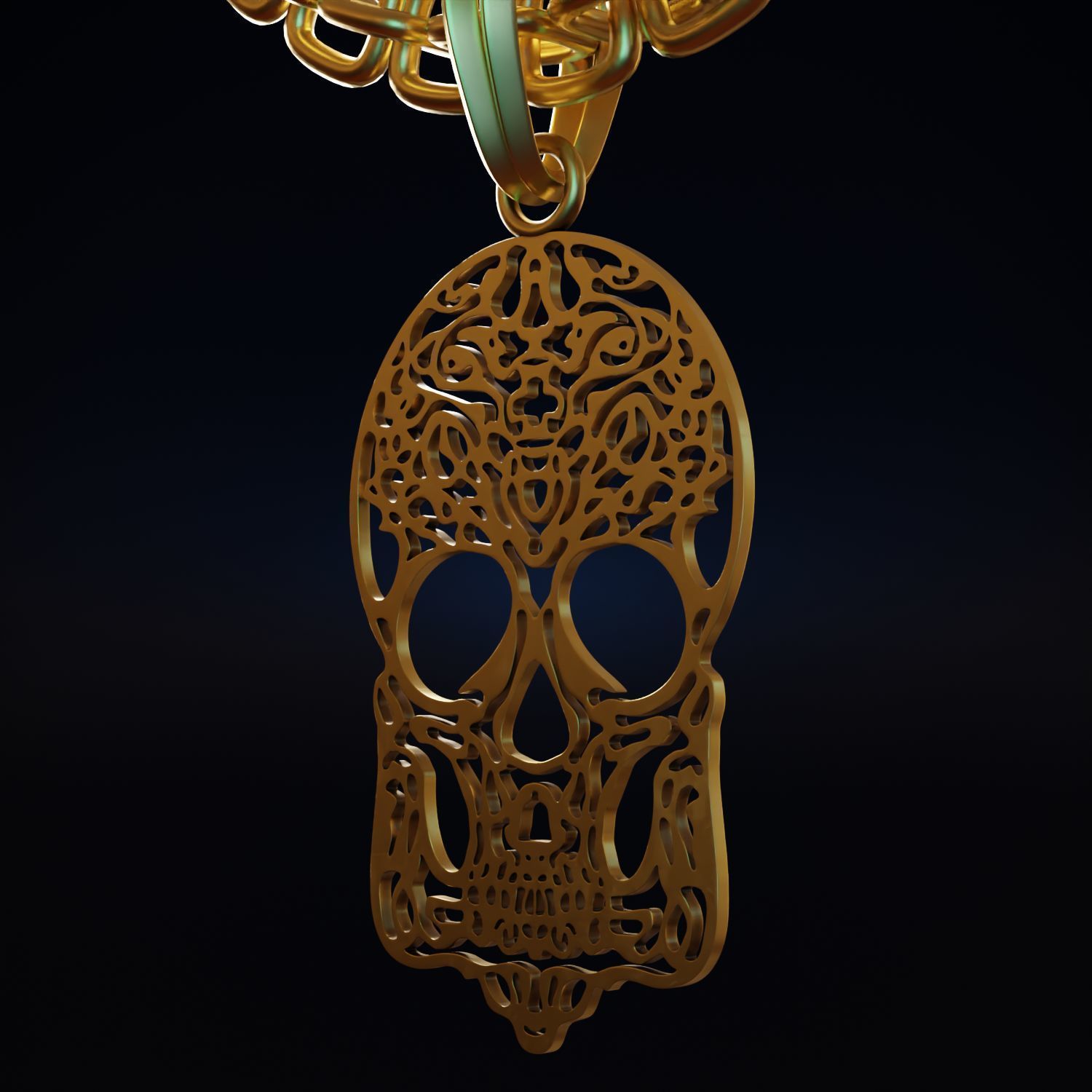 Skull Stylized Pendant Amulet Necklace Design 3D print model_5