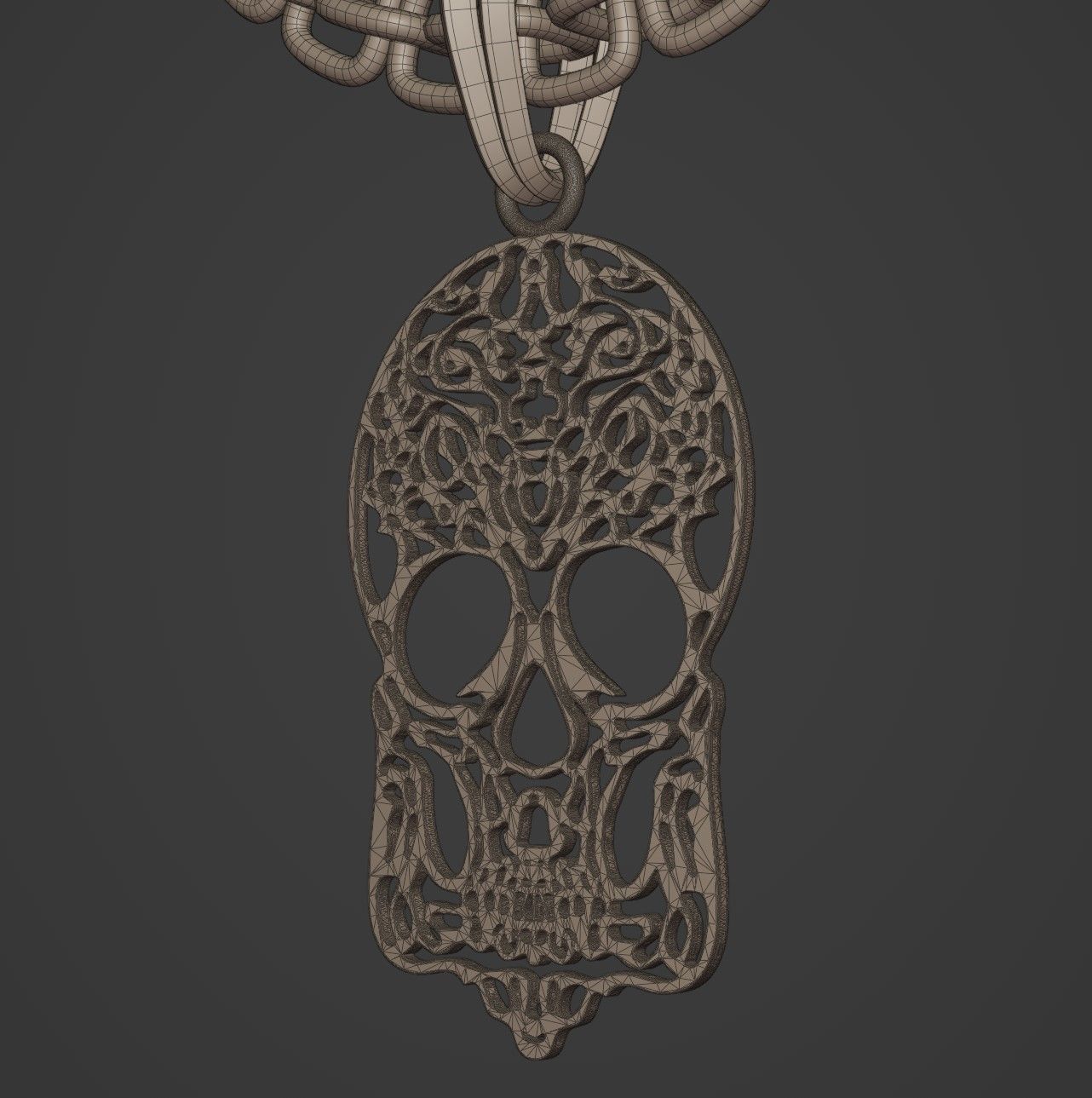 Skull Stylized Pendant Amulet Necklace Design 3D print model_17