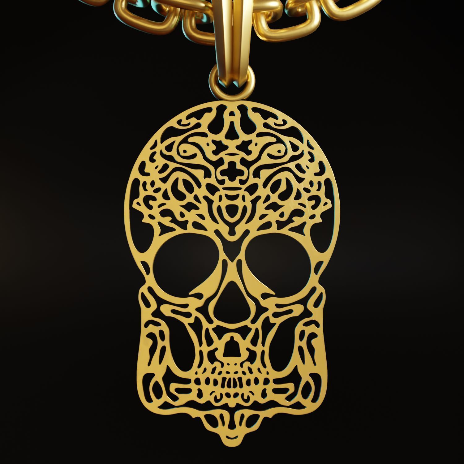 Skull Stylized Pendant Amulet Necklace Design 3D print model_1